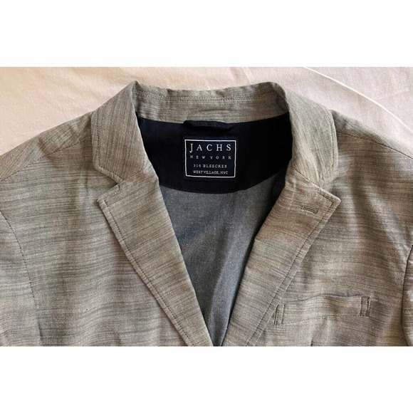 Jachs Two Button Blazer Men's M Gray Cotton Stripe Lined Pockets Notch Lapel - Picture 11 of 12